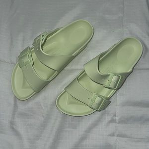 Birkenstocks. Sandals. Light Green.